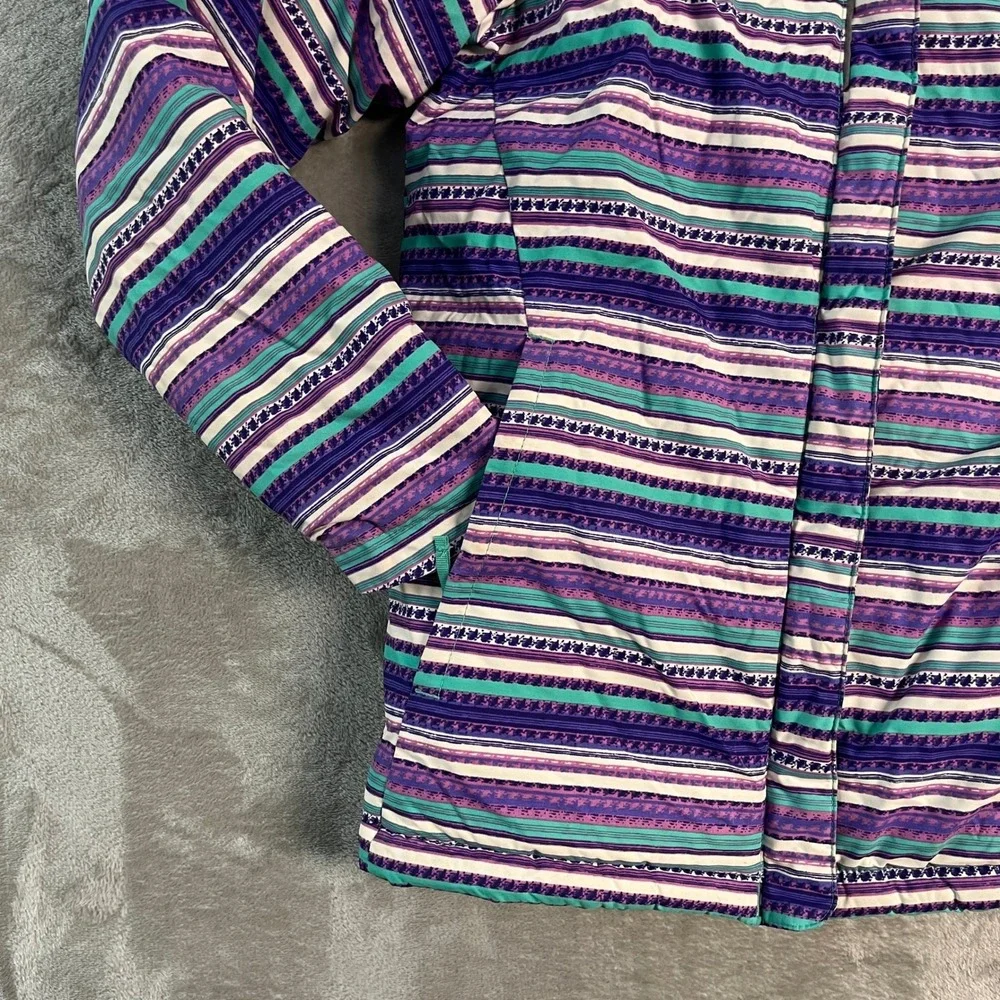Columbia Girls Purple Teal Striped Insulated Puffer Winter Jacket Hooded L 14/16